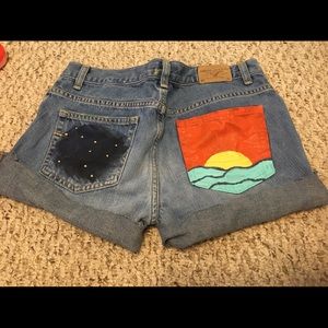 Painted Denim Shorts
